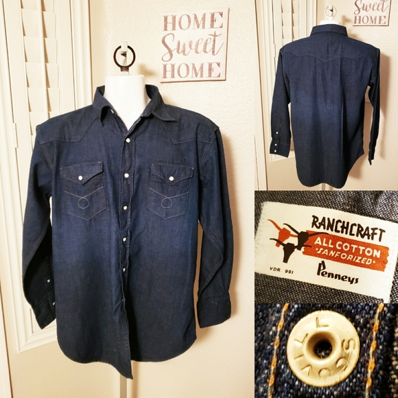 Ranchcraft Penney's Other - VTG 50s 60s Ranchcraft Penney's Sanforized Blue LS